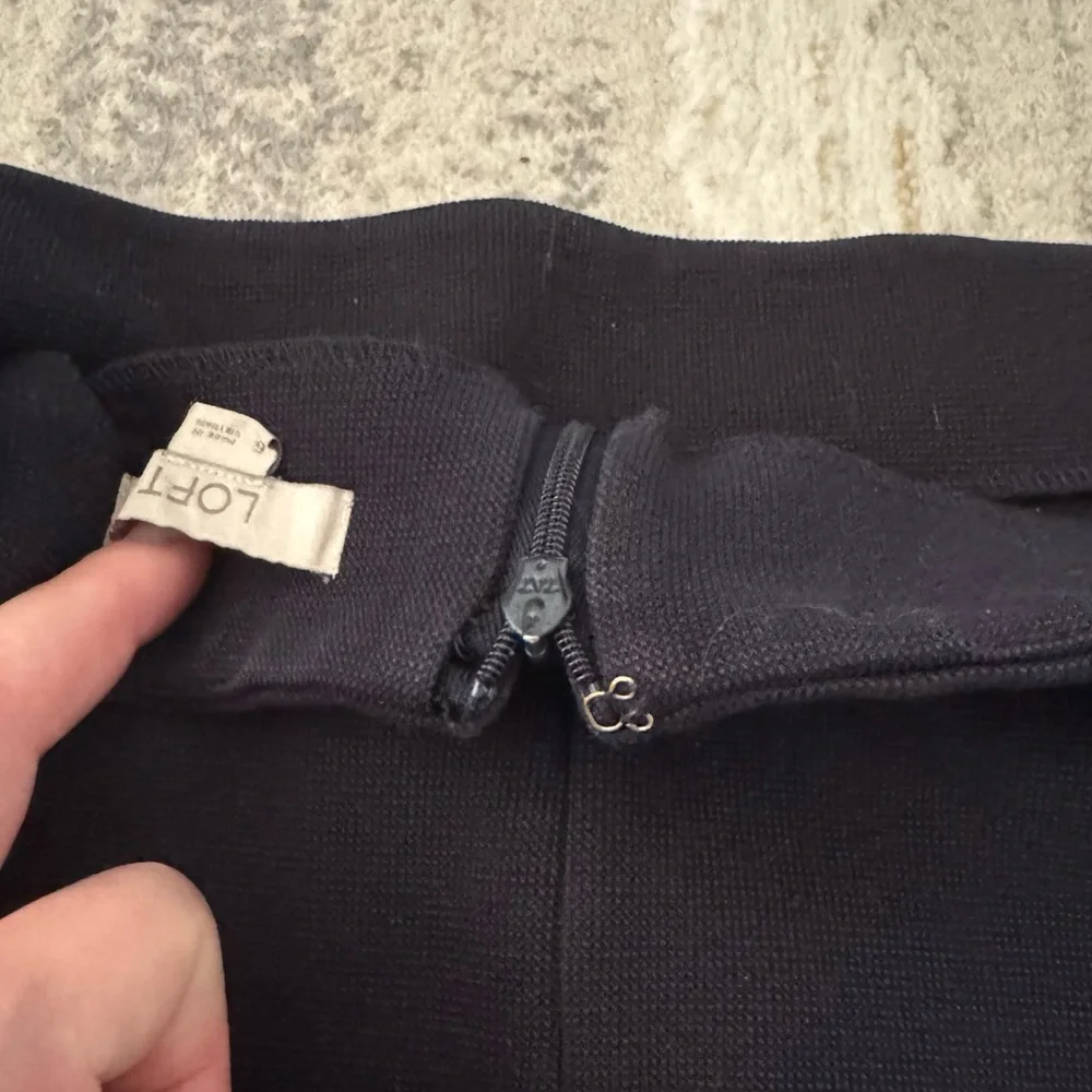 Ann Taylor Loft rich navy faux wrap asymmetrical skirt